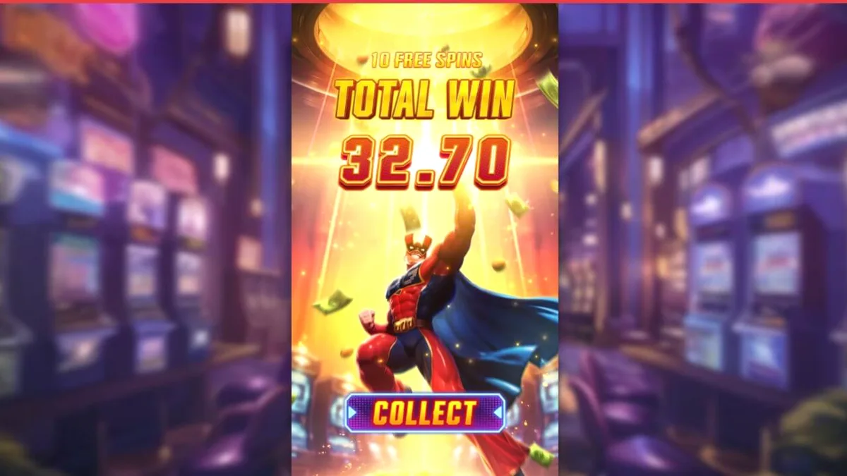 Giao diện trò chơi slot Super Wildrix với phong cách siêu anh hùng neon